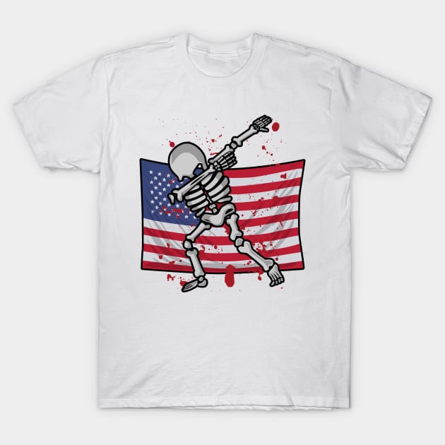 Dab For Freedom Skeleton American Flag T-Shirt by teevisionshop